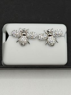 925 Sterling Silver 1 Carat Moissanite Bumblebee Push Back Stud Earrings Stamped