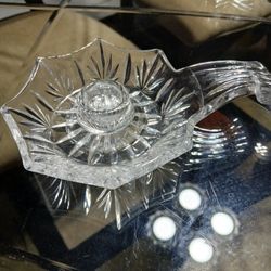 Princess House Vintage Chamber Stick Candle Holder With Little Dish Around It