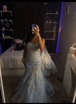 Baby Blue Mermaid Prom Dress