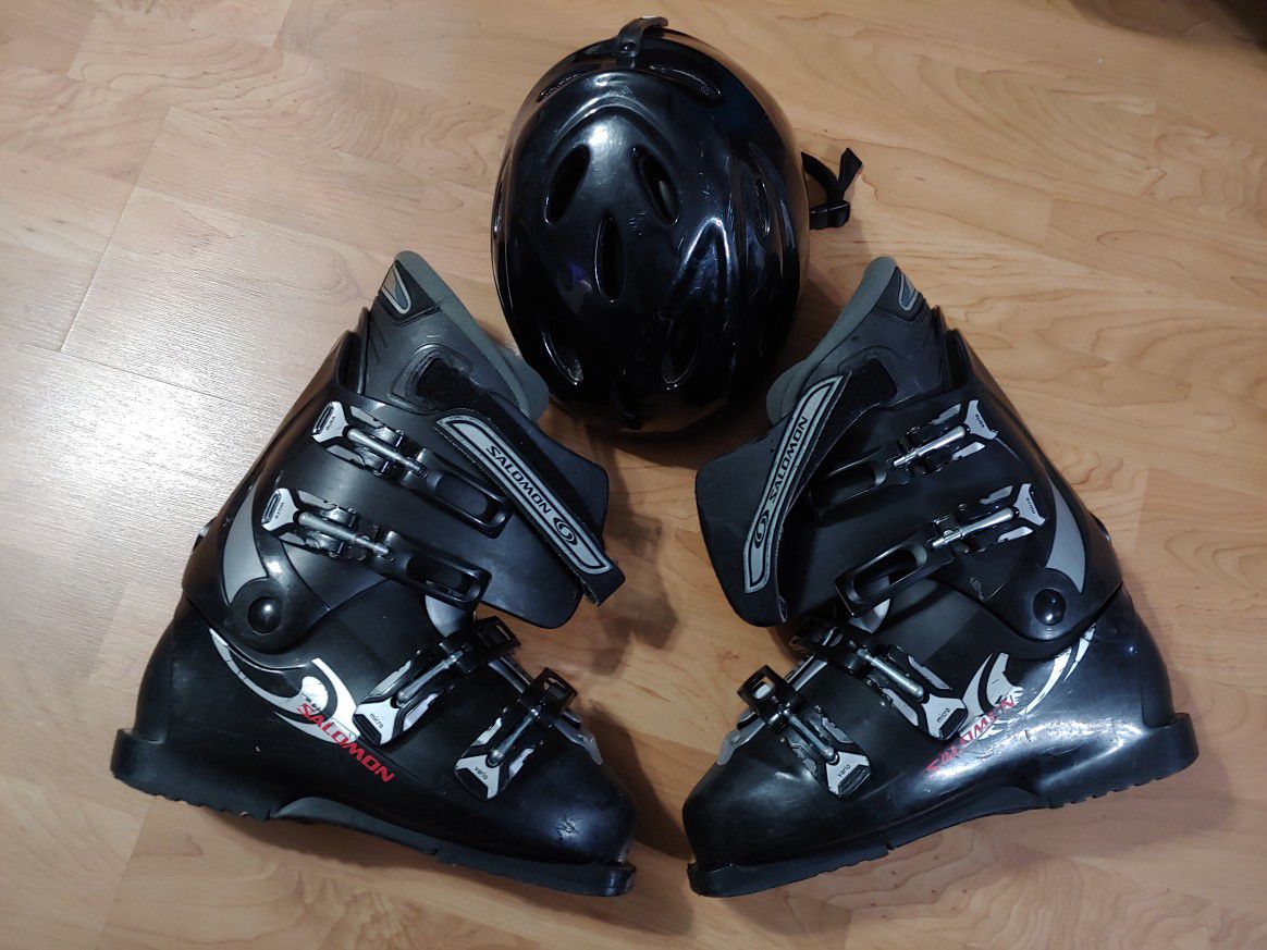 Salomon Ski Boots and Helmet