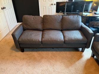 2 new 3 Seater Sofa, Deep Seat Couch with Metal Support, Linen Gray for $125 each