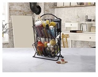 Two-tier metal hanging baskets