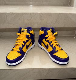 Nike Dunks High Retro Purple And Yellow, kids size 1.5