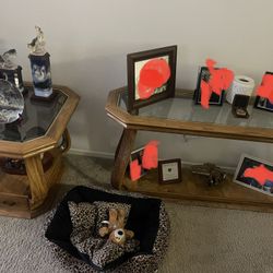 Table, Rolling Desk, And End Tables 