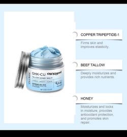 GHK-Cu Copper Peptide Whipped Tallow Honey Balm – 2oz Skin Moisturizer