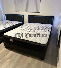 New queen bed frame with mattress