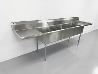 120 in Stainless Steel 3 Compartment sink NSF HN-C3T242412-24LR