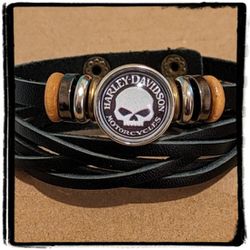 New Leather Harley Davidson Willie G Snap Bracelet 