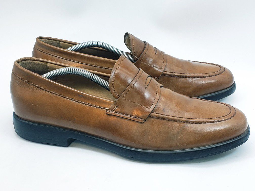 Salvatore Ferragamo Penny Loafer Slip On Brown Leather Mens Dress Shoes Sz 8.5 D