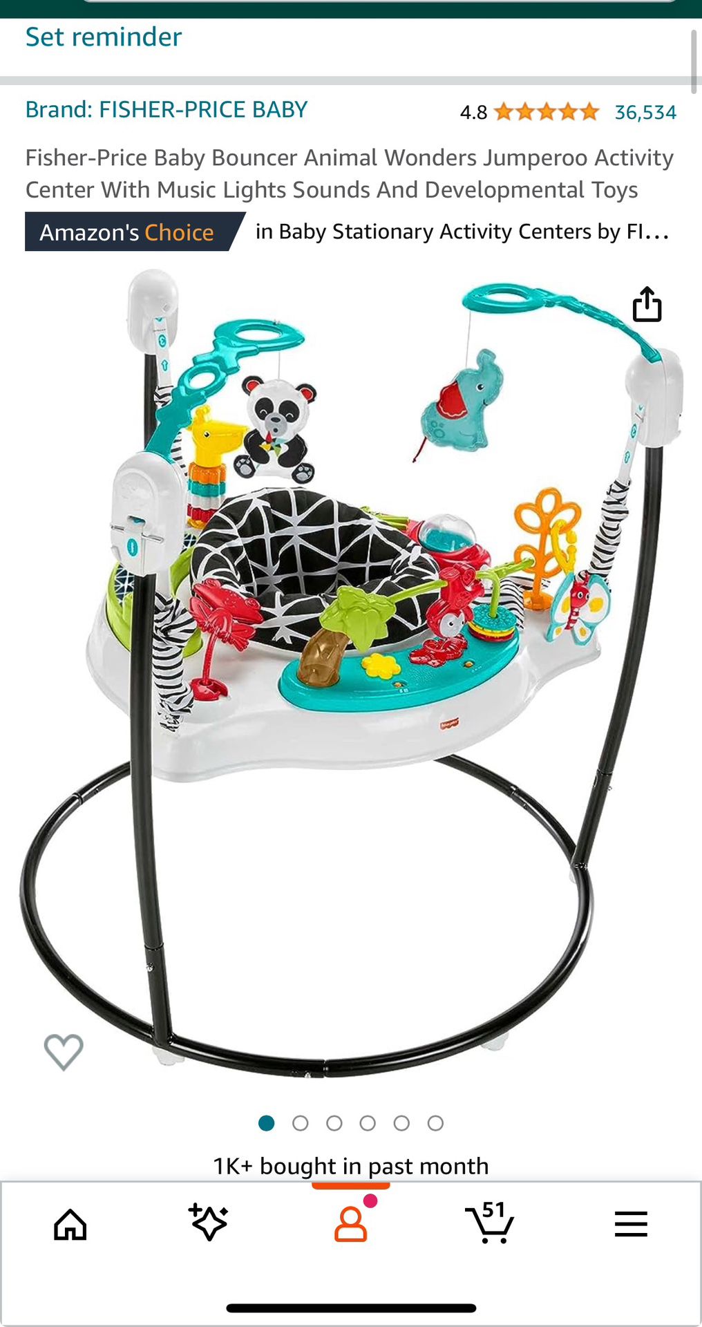  Like New - Fisher-Price Baby Bouncer Jumperoo Activity Center
