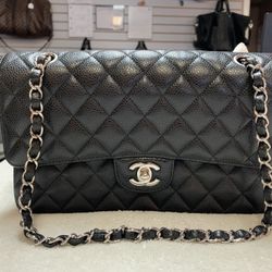 CHANEL Black Caviar Medium Classic Double Flap Bag