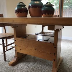 Solid wood dining room table, hand crafted