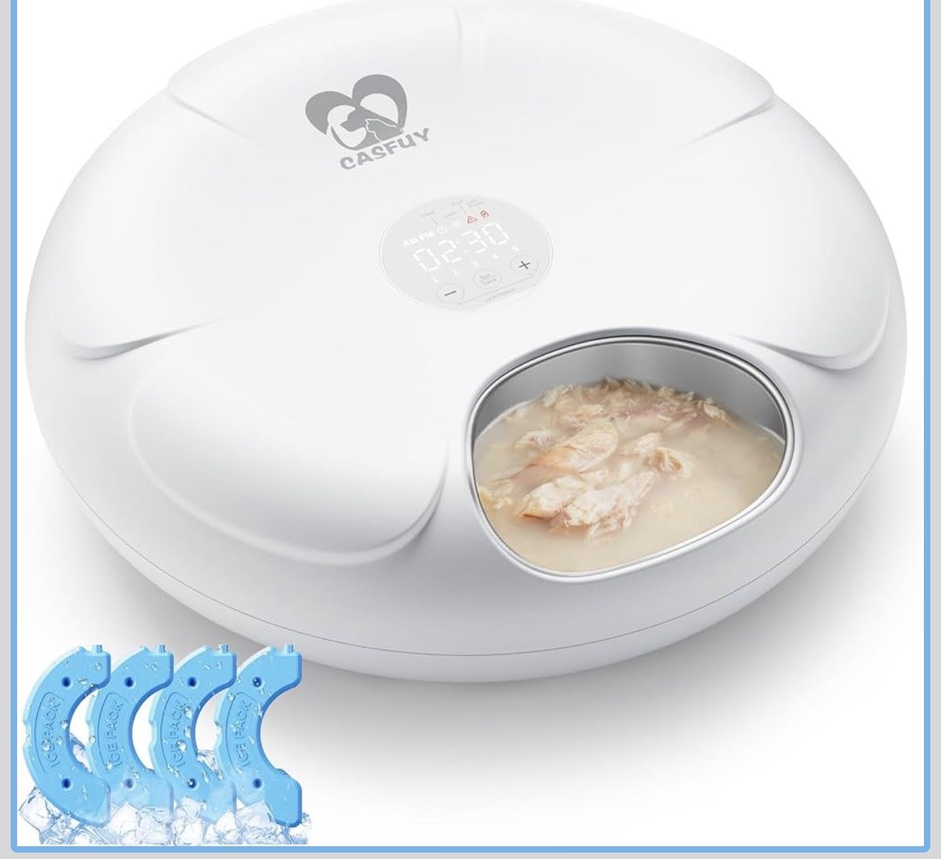 Casfuy Automatic Cat Feeder Cordless Automatic Cat Food Dispenser with  Stainless Steel Tray for Wet Food