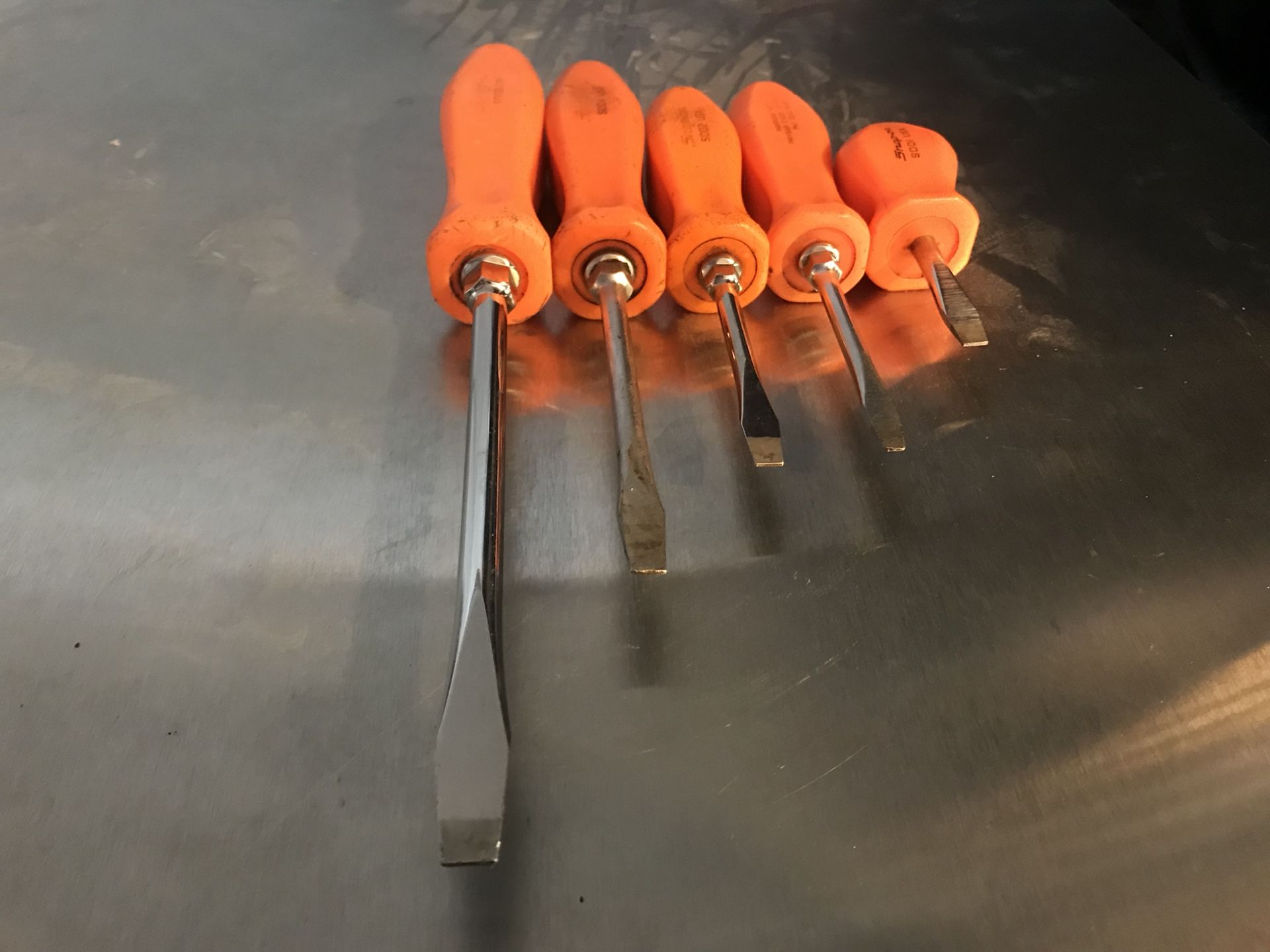 Vintage Snap On Harley Davidson Orange Hard Handle Screwdriver Set for