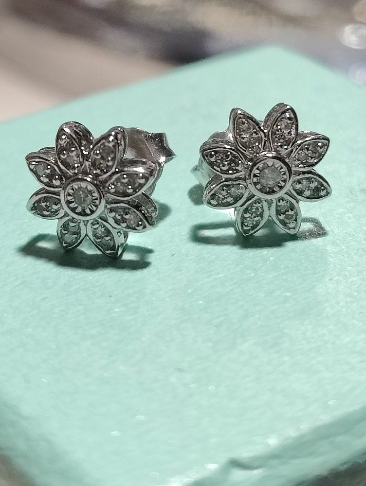 Diamond Flower Earrings 