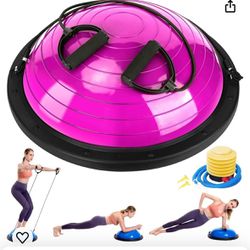 Zealty Half Balance Ball Trainer, Half Yoga Exercise Ball with Resistance Bands and Foot Pump, Balance Trainer for Stability Training, Strength Exerci