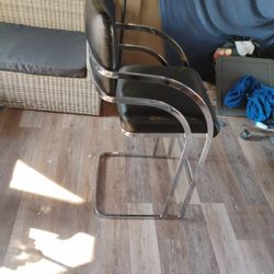 Black Leather And Chrome It's A Tall Chair