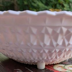 Vintage Jeannette Glass Shell Pink Footed Bowl
