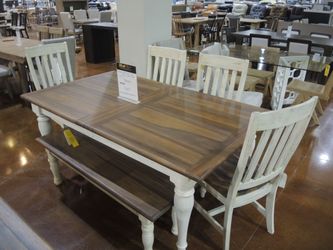 Napa Belmont 7 Piece Dining Room Set - Timbered Brown With White | Table And Chairs