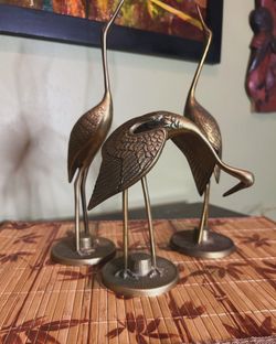 Mid Century Brass Bird Figures Pair