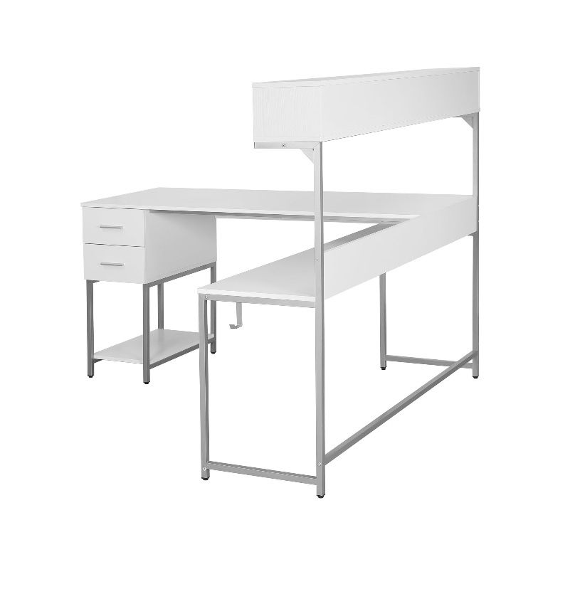 white L desk with office chair 