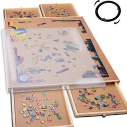 1000 Piece Rotating Puzzle Board with Drawers and Cover