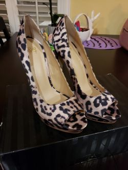 Peep toe leopard heels by Victoria secrets