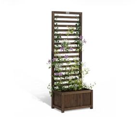 50-in H Elevated Garden Beds with Trellis Outdoor/FreeStanding Planter Box with Drainage Holes for Flower Brown