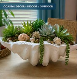 2- Large Coastal Shell Planter