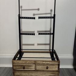 Rustic Wood (fake) and Black Organizer For Jewelry