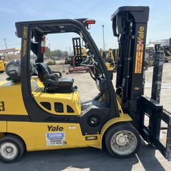 2018 Yale GLC0120VX 84/185 three stage mast, s/s, 11585 hours, 12000 capacity, cushion tires, mono, LPG, good appearance, running and operating, 7 fee