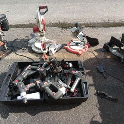 Cordless Sawzaw,Skill Saw,Jigsaw,Drill Gun,Light,Batteries For each,Three Miderboxes,Drill Press