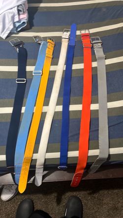 Lot of 6 Baseball Belts Mixed Colors