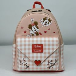 Loungefly Disney Minnie Mouse Loves Mickey Mouse Letter Mini Backpack NEW