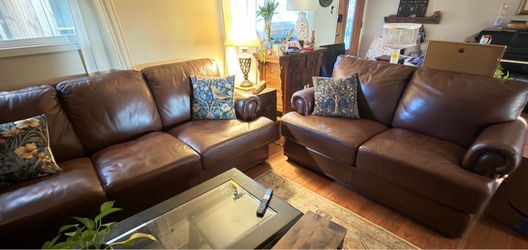 Real Leather Sofa & Loveseat Set