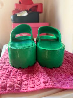 funky chunky green platforms sandals