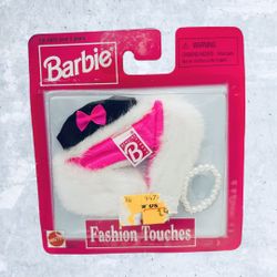 Barbie Fashion Touches Stole, Hat & Faux Pearl Necklace New