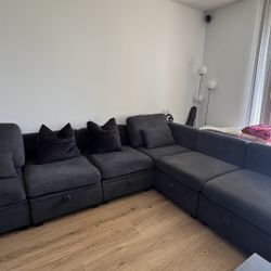 Dark Grey Modular Couch With Storage