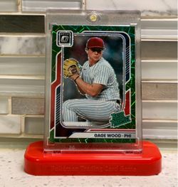 2026 Panini Donruss Optic Rated Rookie 80/149 Gage Wood #160 Green Laser Prizm