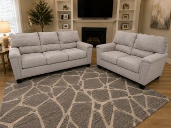 2pc stone color fabric sofa set