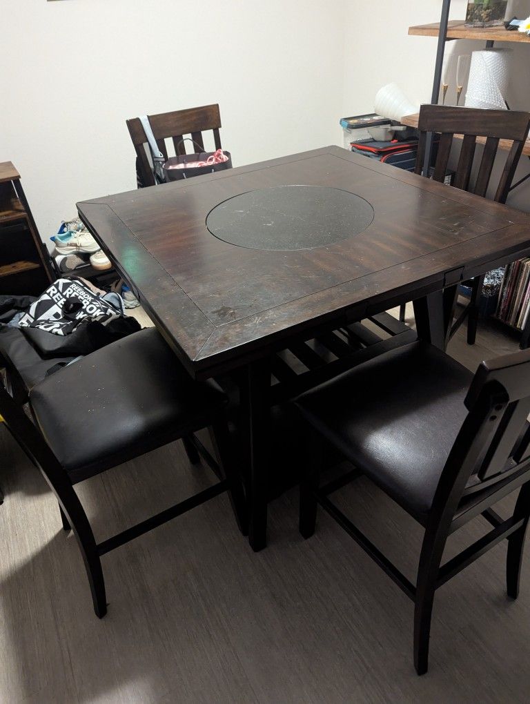 Lazy Susan With 4 Chairs Dining Table