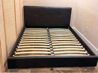 Queen Platform Bed Frame with Upholstered Headboard