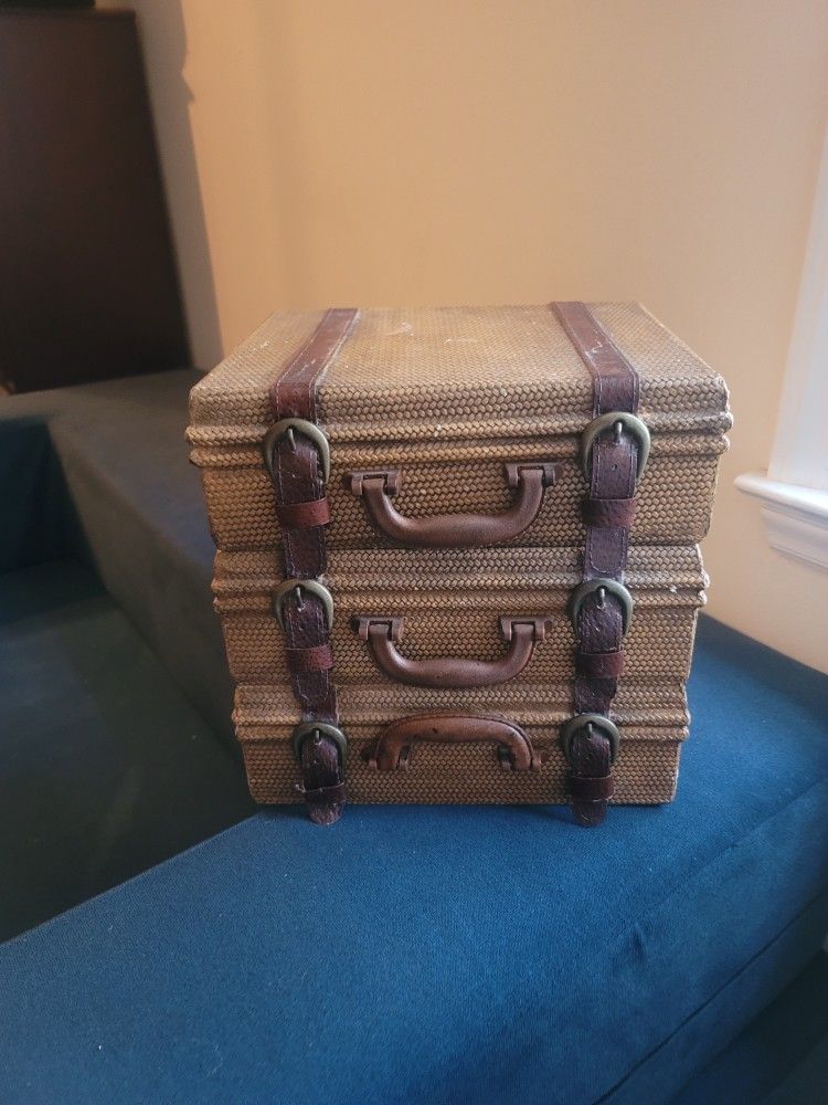 Antique Square Small Storage Suitcase Style Unit