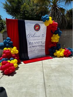 Custom backdrop with drapes and balloons