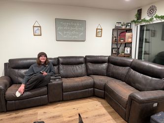 Dark Brown Leather Corner Sectional Piece