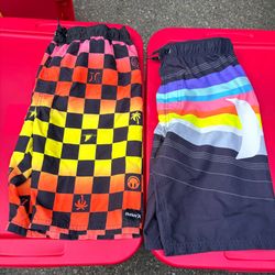 2 Pairs Youth Boys Hurley Swim Shorts Size L 14-16