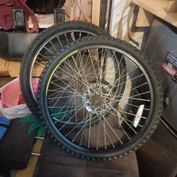 Mongoose tires with rims both front and back. 24x2.125 mtb tires