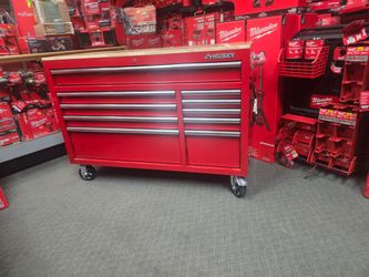 52" RED WOOD TOP ROLLING TOOL BOX
