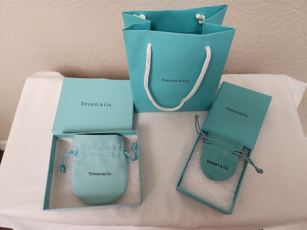 Tiffany & Co boxes, pouch and bag.