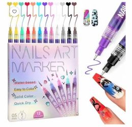 12-Color Nail Art Marker Pen Set 0.5mm – Brand New Sealed